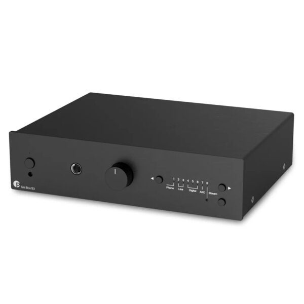 Pro-Ject Uni Box S3 fekete streaming erősítő elölnézet Gedeon Audio