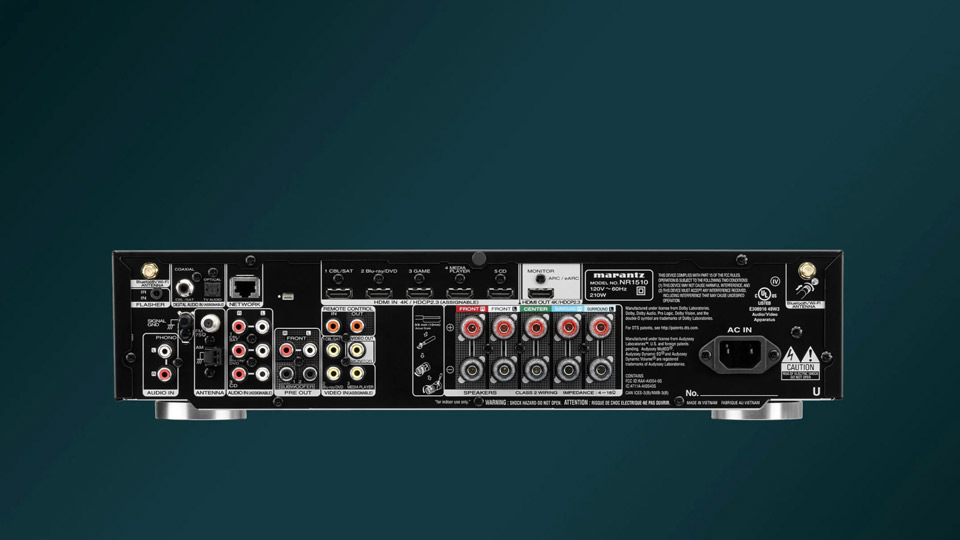 Marantz NR1510 házimozi erősítő hátoldala Gedeon Audio